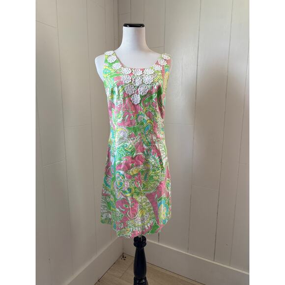 Lilly Pulitzer Pink & Green Floral Mini Dress, Size 0 - Picture 1 of 8